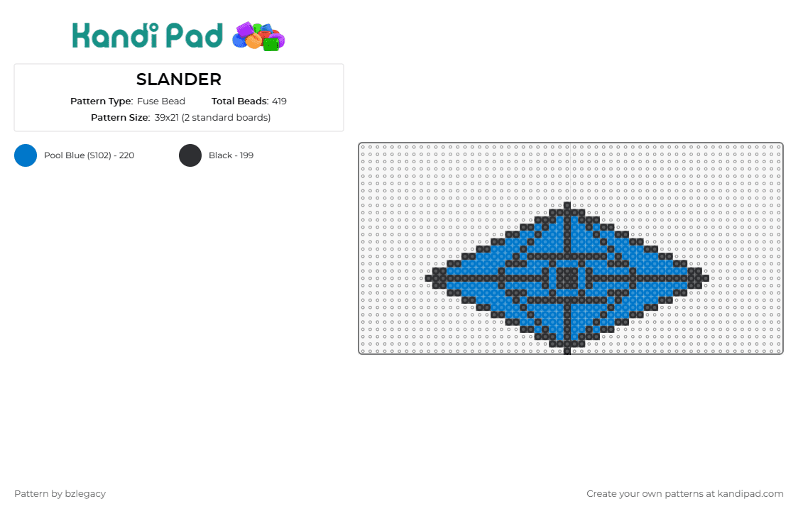SLANDER - Fuse Bead Pattern by bzlegacy on Kandi Pad - slander,dj,edm,music,geometric,dynamic,rhythm,symbol,electrifying,blue