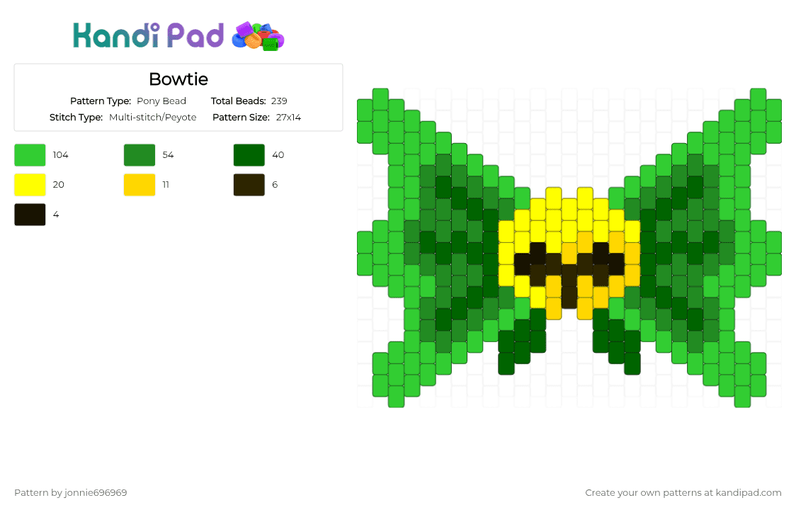 Bowtie - Pony Bead Pattern by jonnie696969 on Kandi Pad - green
