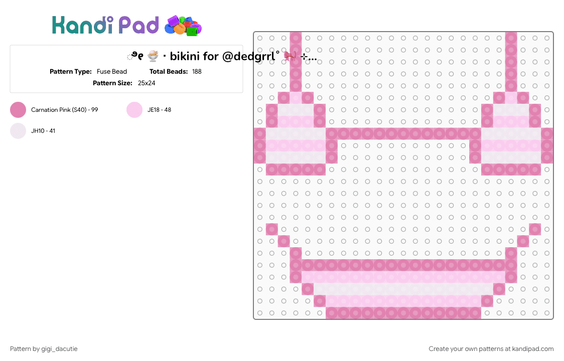 ೀ 🍨 ‧ bikini for @dedgrrl˚ 🎀 ⊹˚. ♡ - Fuse Bead Pattern by gigi_dacutie on Kandi Pad - bikini, bra, clothing, cute, cute kawaii, jojifuku, kawaii, kawaii cute, pink