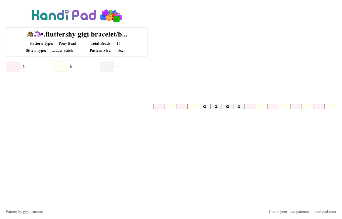 🐴🦄•.fluttershy gigi bracelet/bead🎀💛 - Pony Bead Pattern by gigi_dacutie on Kandi Pad - bead, bracelet, cute, fluttershy, kawaii, mlp, my little pony, mylittlepony, white