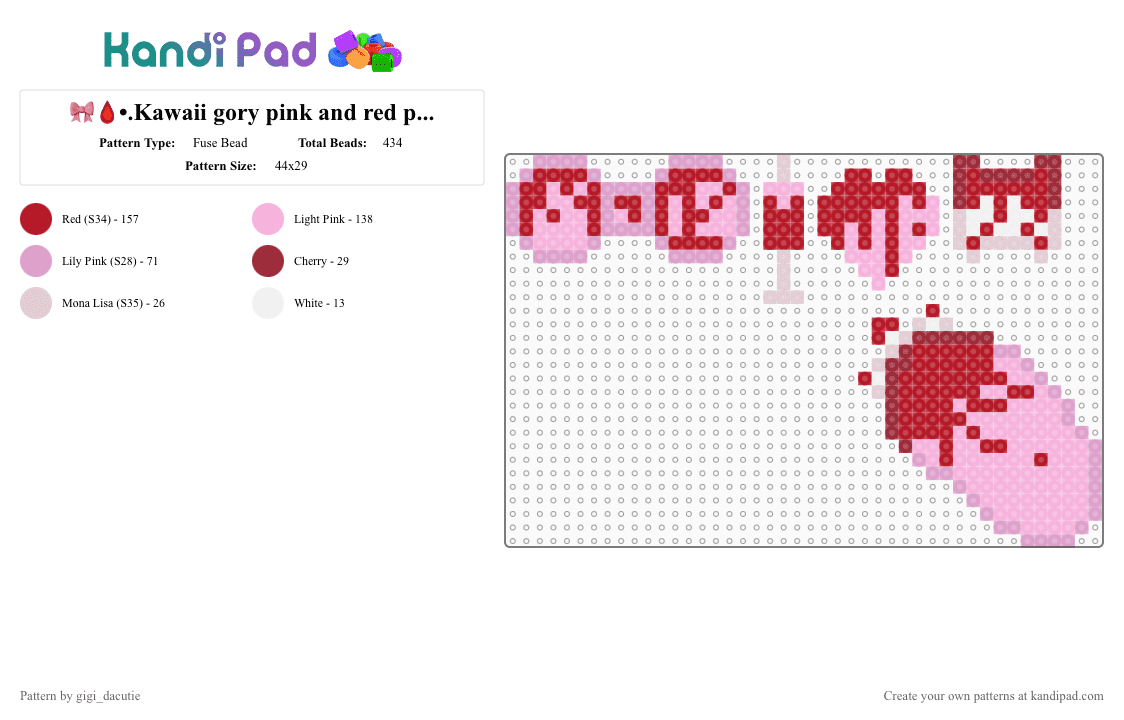 🎀🩸•.Kawaii gory pink and red perlers.•🦷💉 - Fuse Bead Pattern by gigi_dacutie on Kandi Pad - blood, bow, cute, gore, heart, kawaii, pink, red, syringe, teeth
