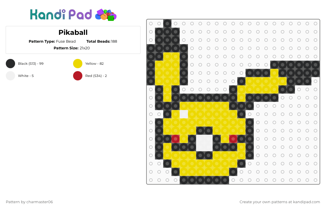Pikaball - Fuse Bead Pattern by charmaster06 on Kandi Pad - yellow