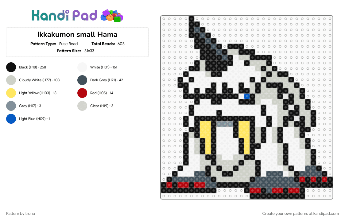 Ikkakumon small Hama - Fuse Bead Pattern by trona on Kandi Pad - black, colorful, digimon, hama, ikkakumon, purple, white, yellow