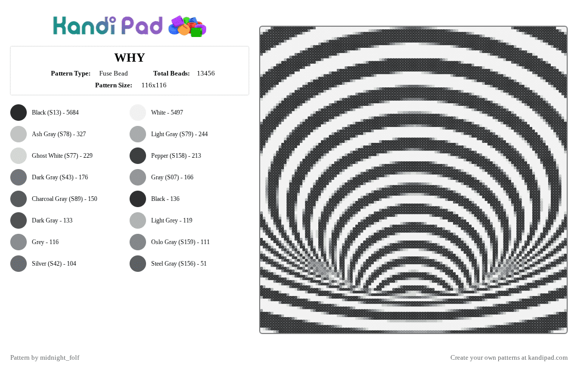 WHY - Fuse Bead Pattern by midnight_folf on Kandi Pad - optical,illusion,circle