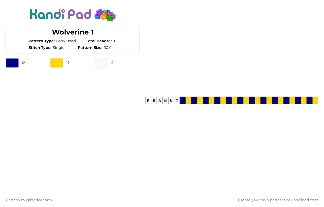 Wolverine 1 - Pony Bead Pattern by gildedcocoon on Kandi Pad - deadpool, fandom, friendship, marvel, purple, wolverine, yellow