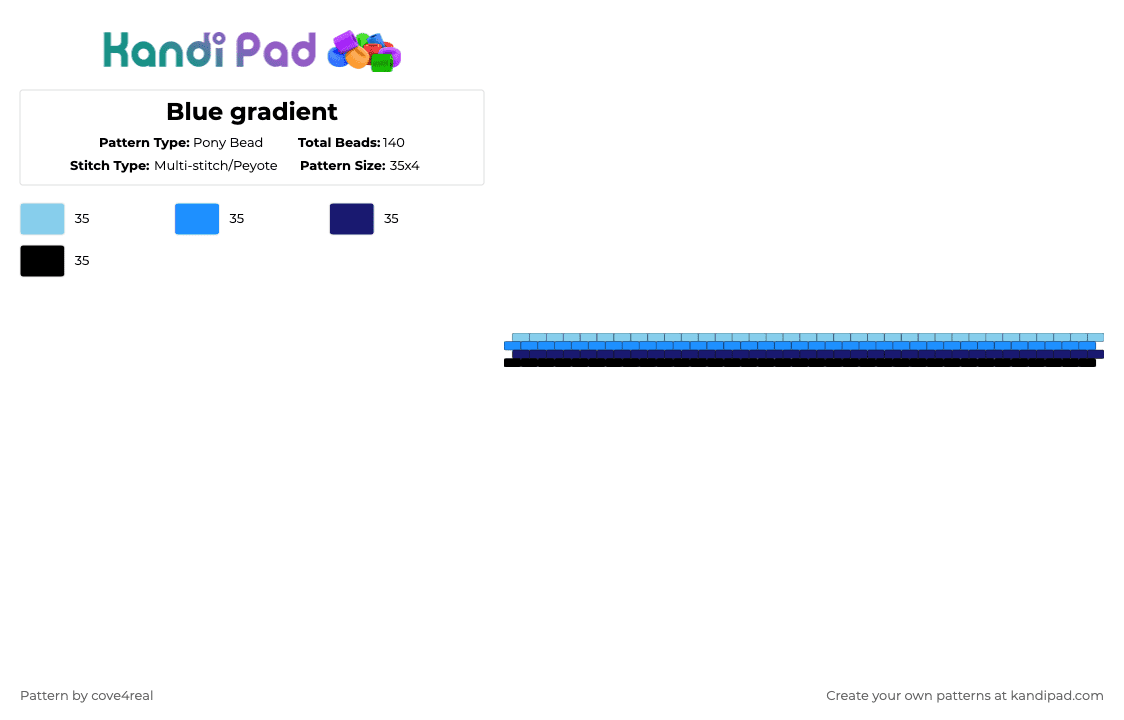 Blue gradient - Pony Bead Pattern by cove4real on Kandi Pad - light blue,purple,blue,cuff,pride,gradient