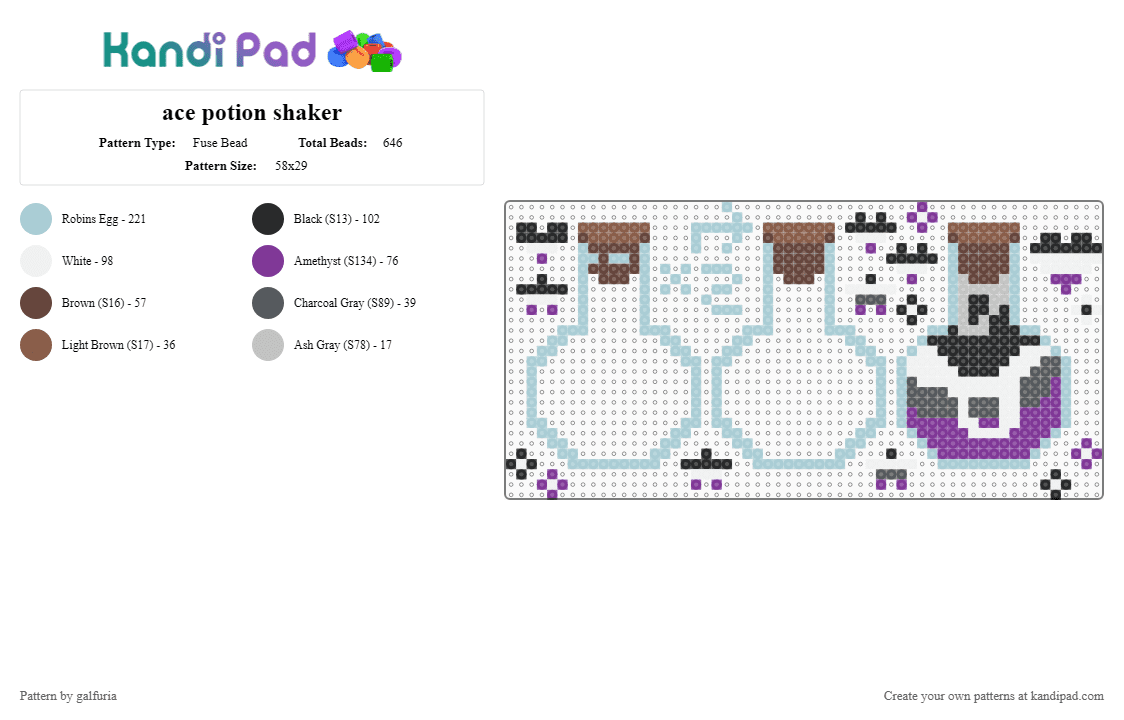 ace potion shaker - Fuse Bead Pattern by galfuria on Kandi Pad - light blue,pink,asexual,pride,fidget