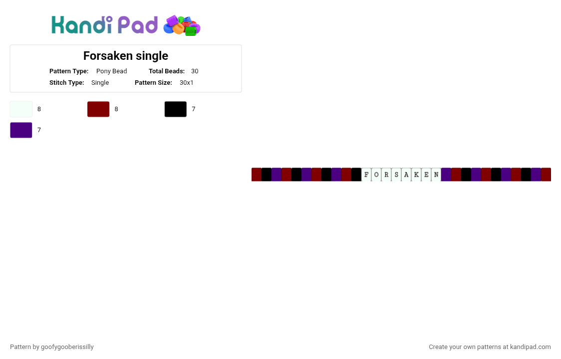 Forsaken single - Pony Bead Pattern by goofygooberissilly on Kandi Pad - brown,purple,forsaken