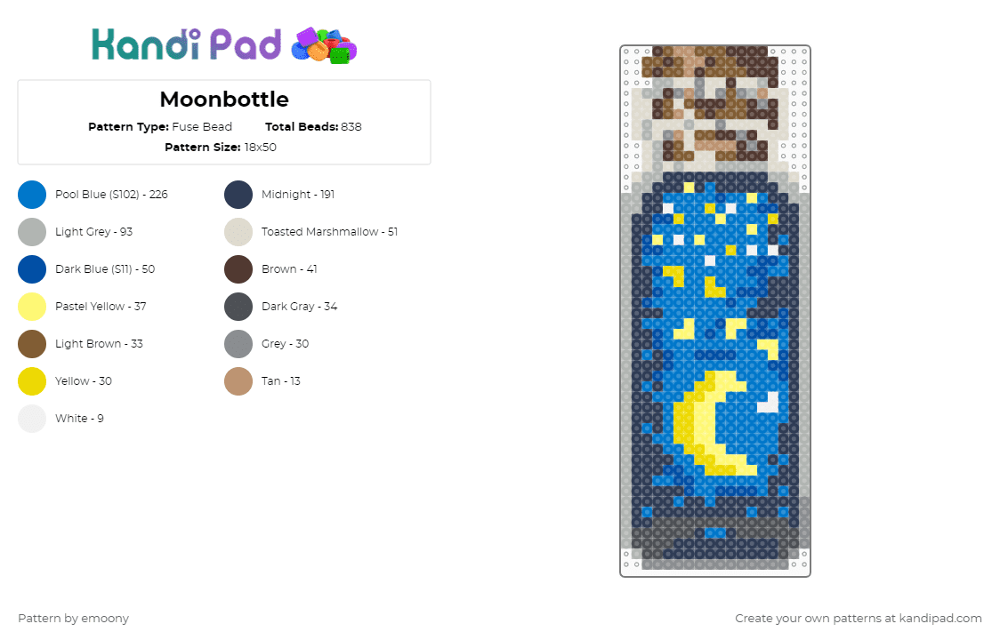 Moonbottle - Fuse Bead Pattern by emoony on Kandi Pad - beige, blue, purple