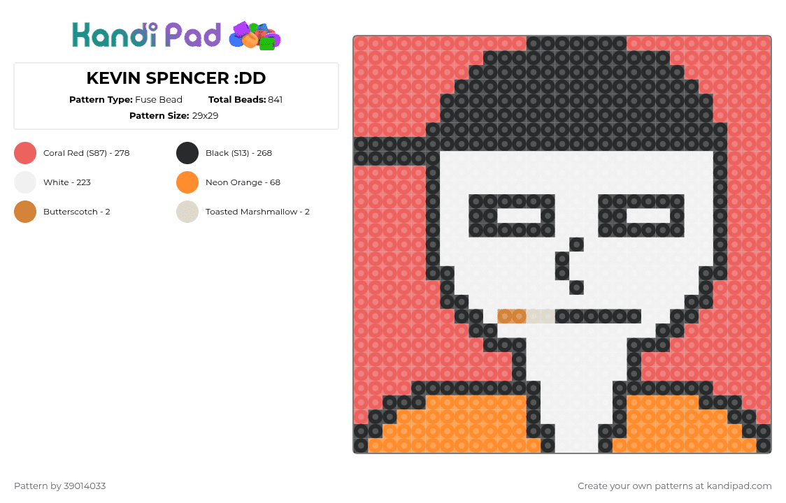 KEVIN SPENCER :DD - Fuse Bead Pattern by 39014033 on Kandi Pad - red
