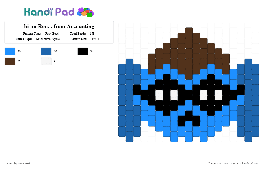 hi im Ron... from Accounting - Pony Bead Pattern by duneheart on Kandi Pad - blue, light blue