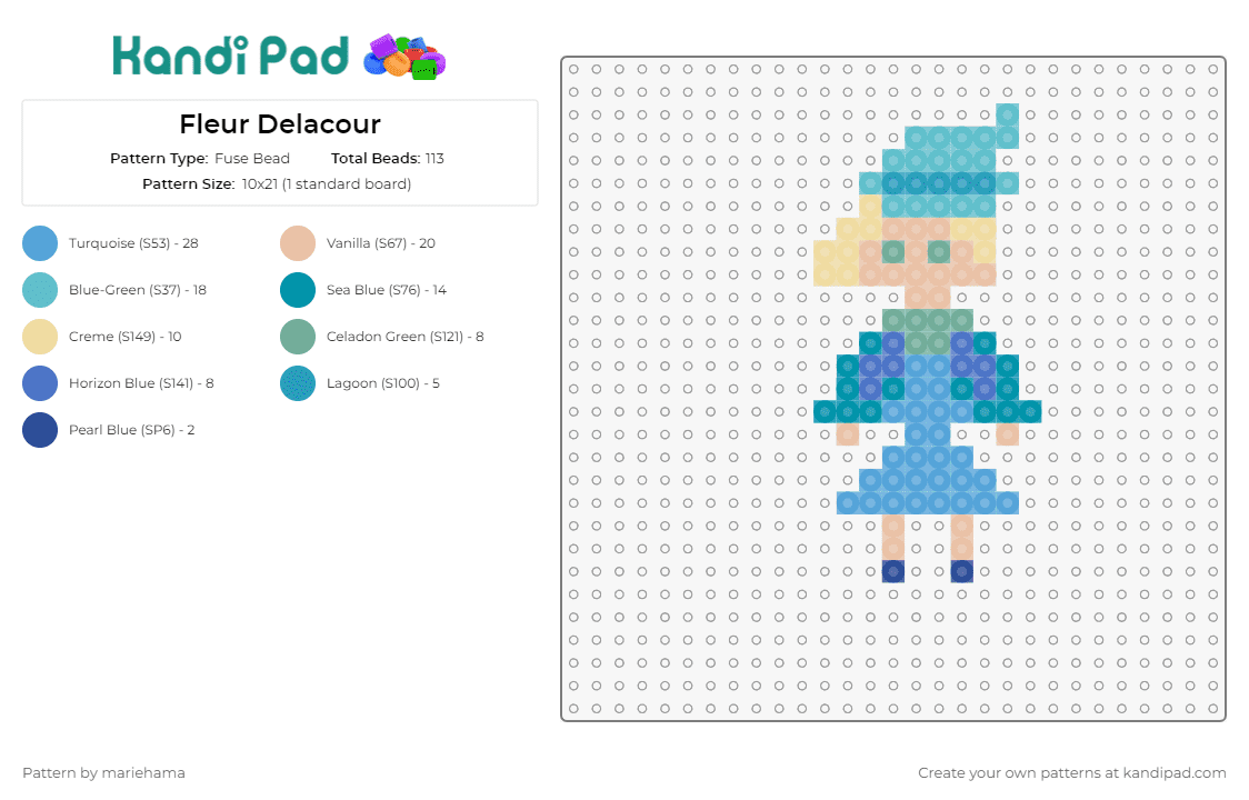 Fleur Delacour - Fuse Bead Pattern by mariehama on Kandi Pad - fleur delacour,harry potter,character,witch,magic,fantasy,wizardry,blue,blonde