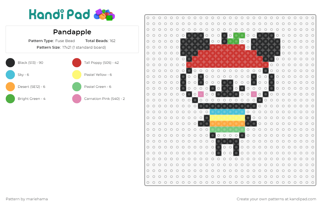 Pandapple - Fuse Bead Pattern by mariehama on Kandi Pad - pandapple,sanrio,character,cute,animal,fruit,green apple,vibrant,collection,colorful