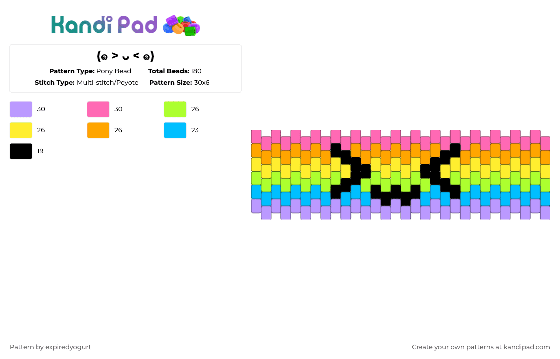 (๑ > ᴗ < ๑) - Pony Bead Pattern by expiredyogurt on Kandi Pad - pink