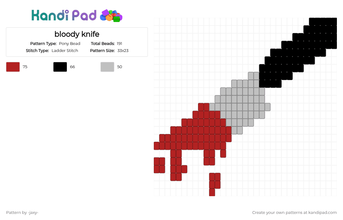 bloody knife - Pony Bead Pattern by -donnie- on Kandi Pad - beige, red