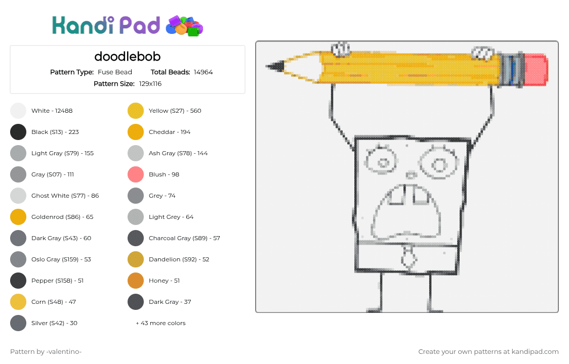 doodlebob - Fuse Bead Pattern by -donnie- on Kandi Pad - 
