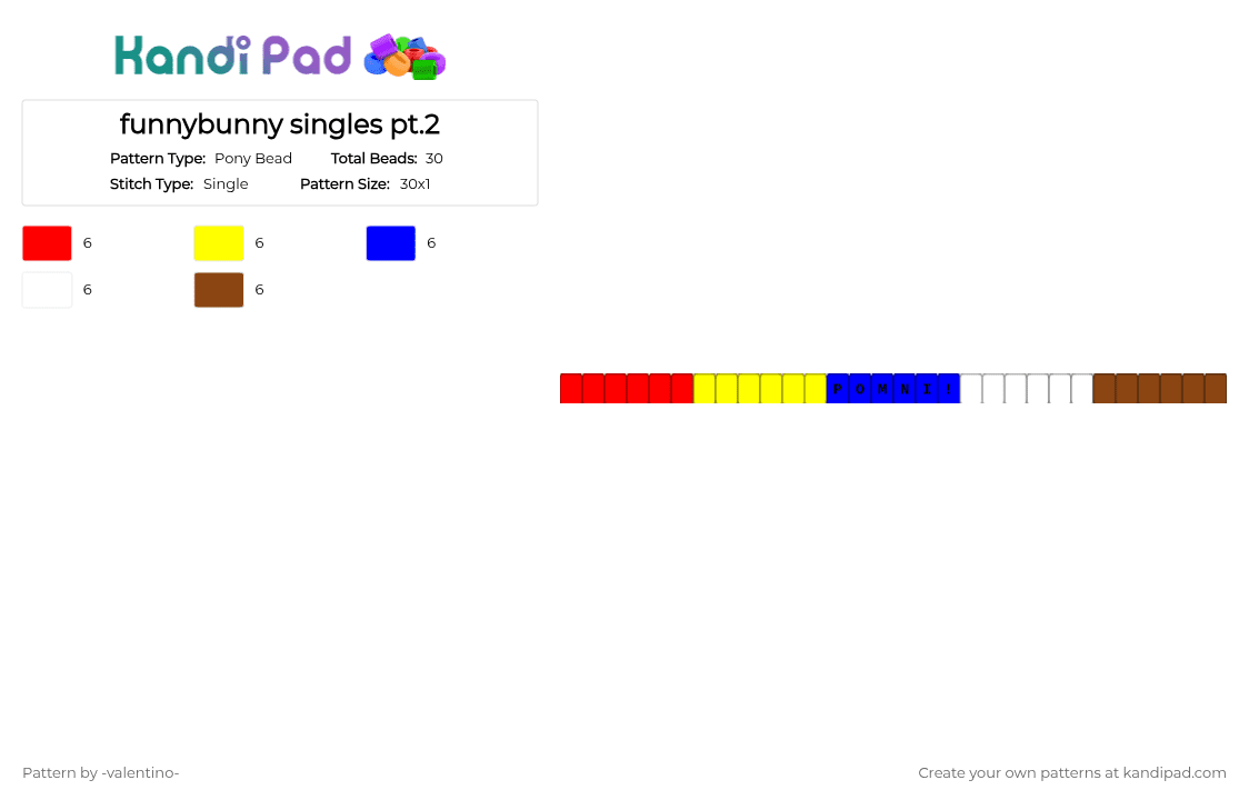 funnybunny singles pt.2 - Pony Bead Pattern by -ruv- on Kandi Pad - red