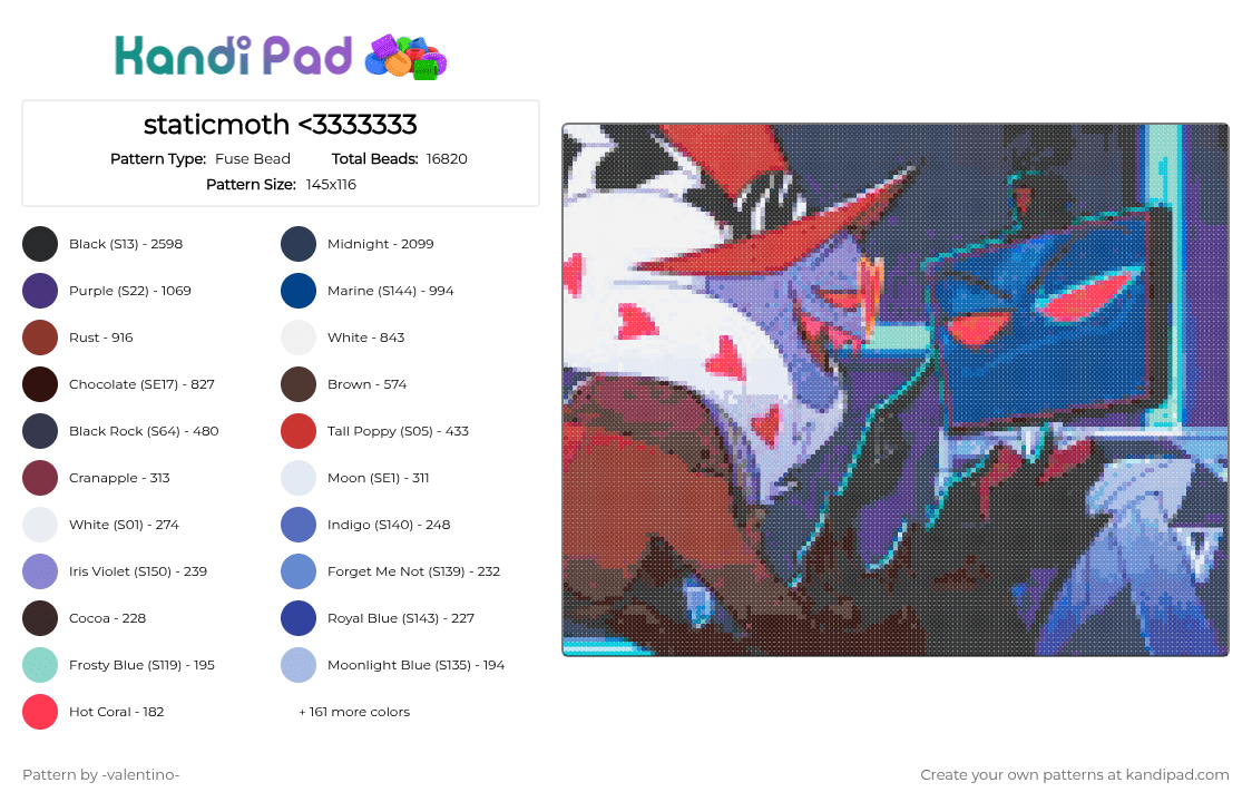 staticmoth - Fuse Bead Pattern by -ruv- on Kandi Pad - 