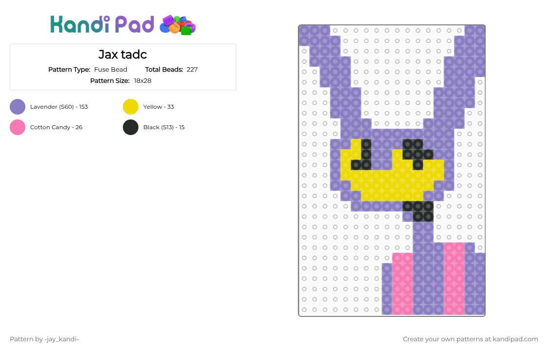 Jax tadc - Fuse Bead Pattern by -ruv- on Kandi Pad - pink