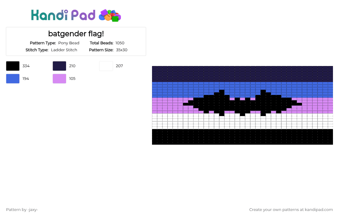 batgender flag! - Pony Bead Pattern by -ruv- on Kandi Pad - purple,blue