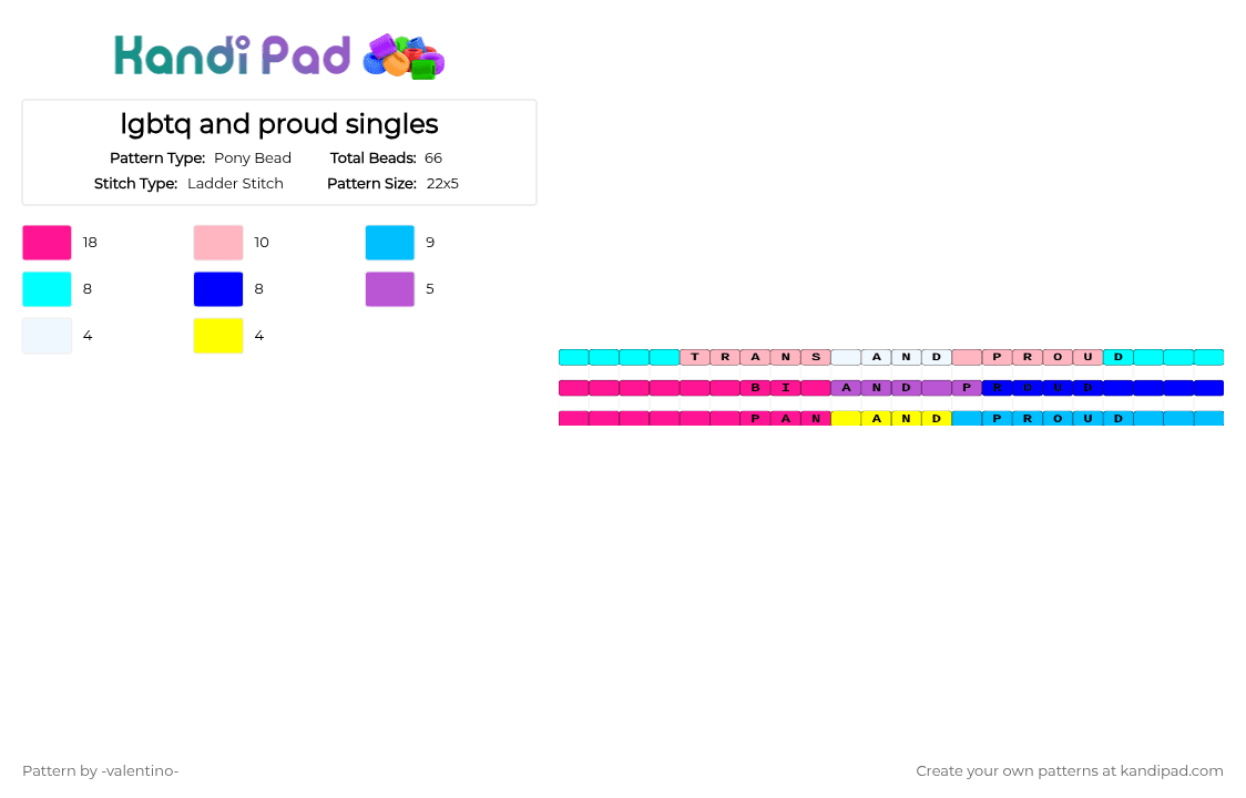 lgbtq and proud singles - Pony Bead Pattern by -ruv- on Kandi Pad - light blue,pink