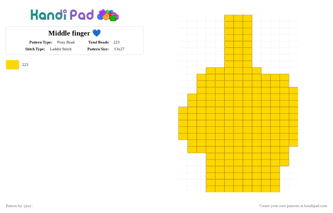 Middle finger 💙 - Pony Bead Pattern by -valentino- on Kandi Pad - 