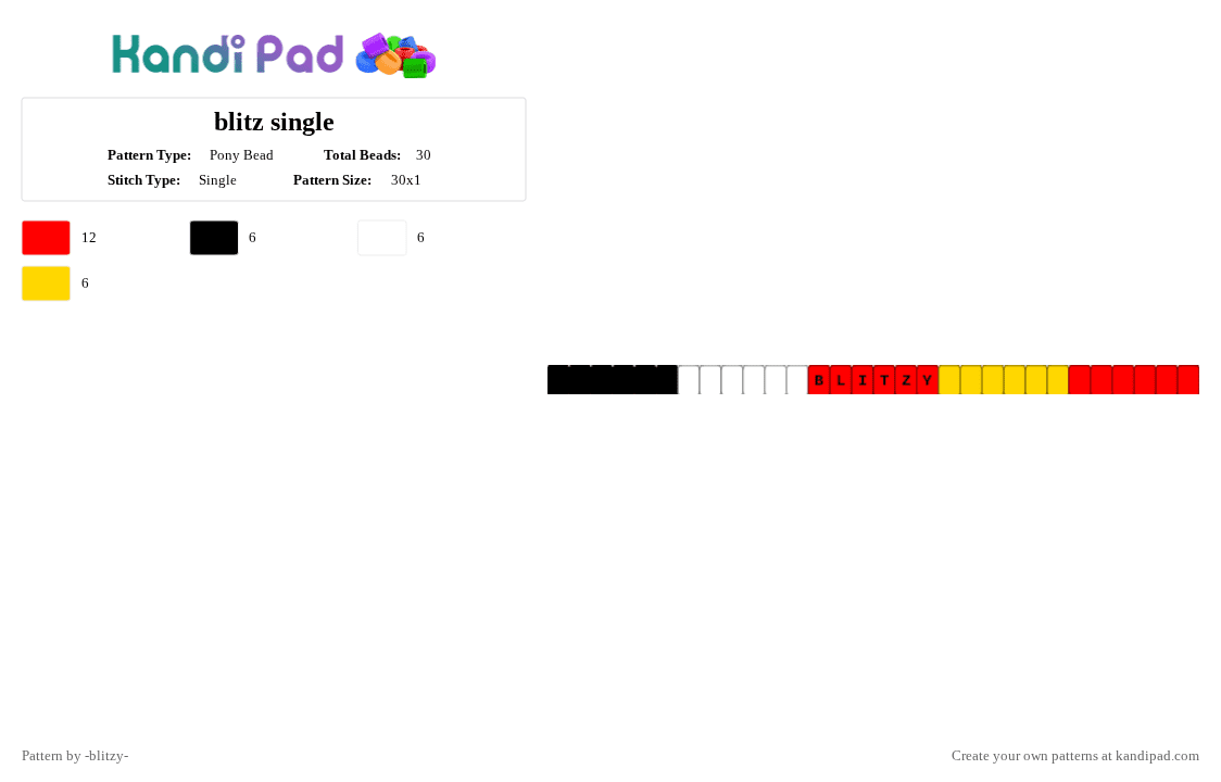 blitz single - Pony Bead Pattern by -ruv- on Kandi Pad - red,yellow
