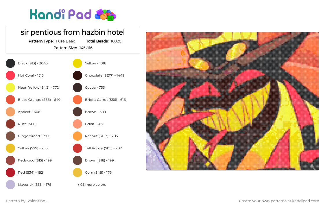 sir pentious from hazbin hotel - Fuse Bead Pattern by -ruv- on Kandi Pad - 