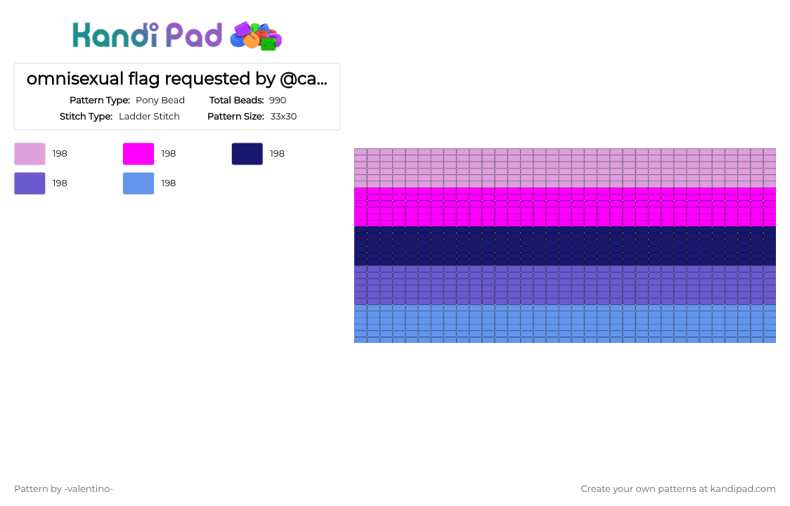 omnisexual flag requested by @cannibal_clown - Pony Bead Pattern by -ruv- on Kandi Pad - pink
