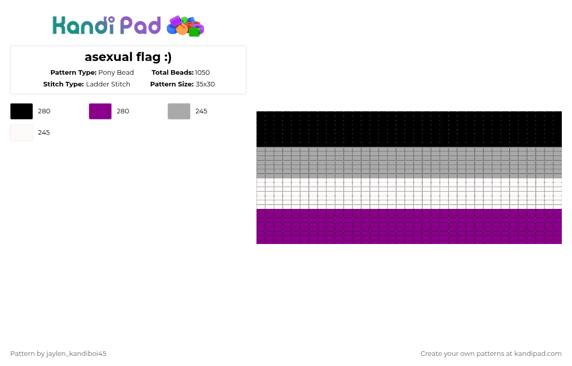 asexual flag :) - Pony Bead Pattern by -ruv- on Kandi Pad - beige,pink