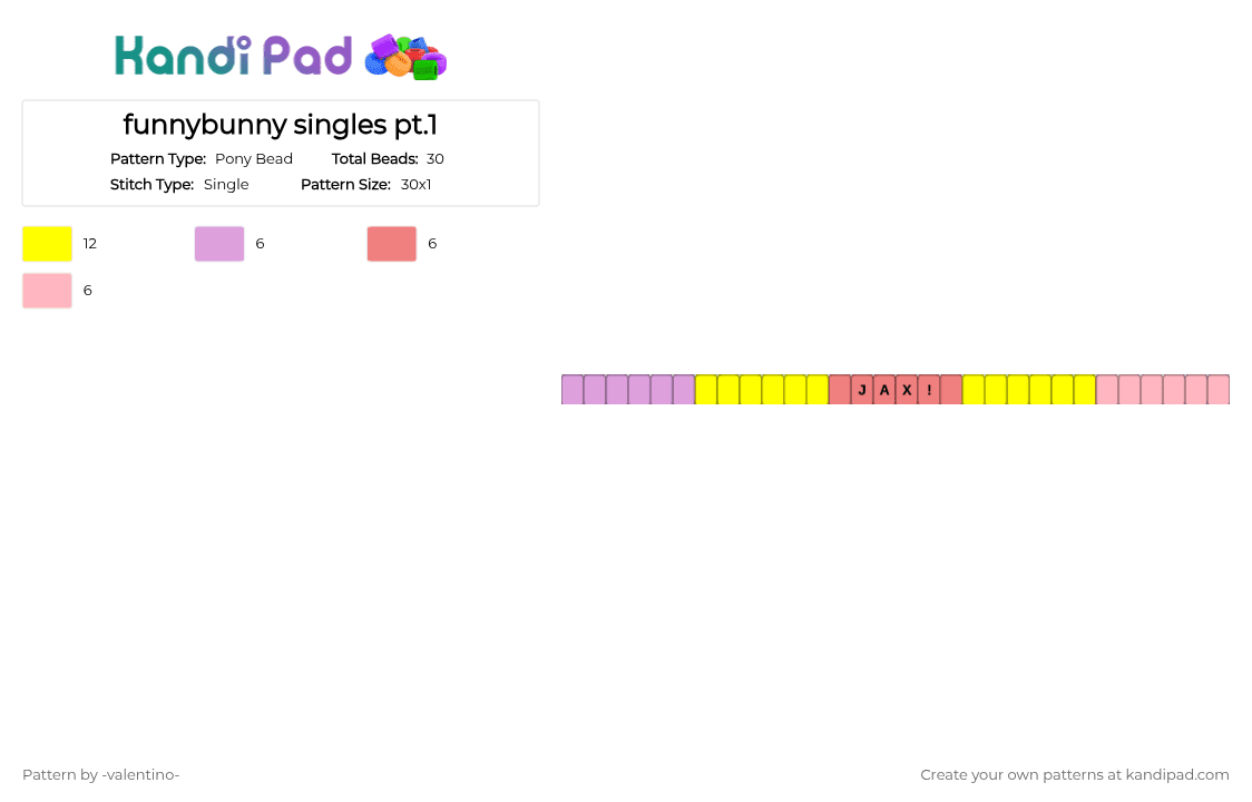 funnybunny singles pt.1 - Pony Bead Pattern by -ruv- on Kandi Pad - pink,yellow