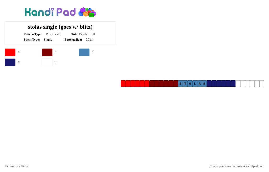 stolas single (goes w/ blitz) - Pony Bead Pattern by -ruv- on Kandi Pad - red,brown,blue,purple