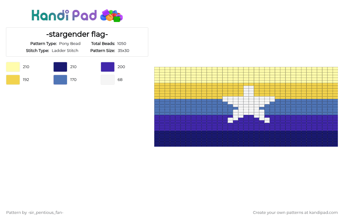 -stargender flag- - Pony Bead Pattern by -ruv- on Kandi Pad - yellow,purple