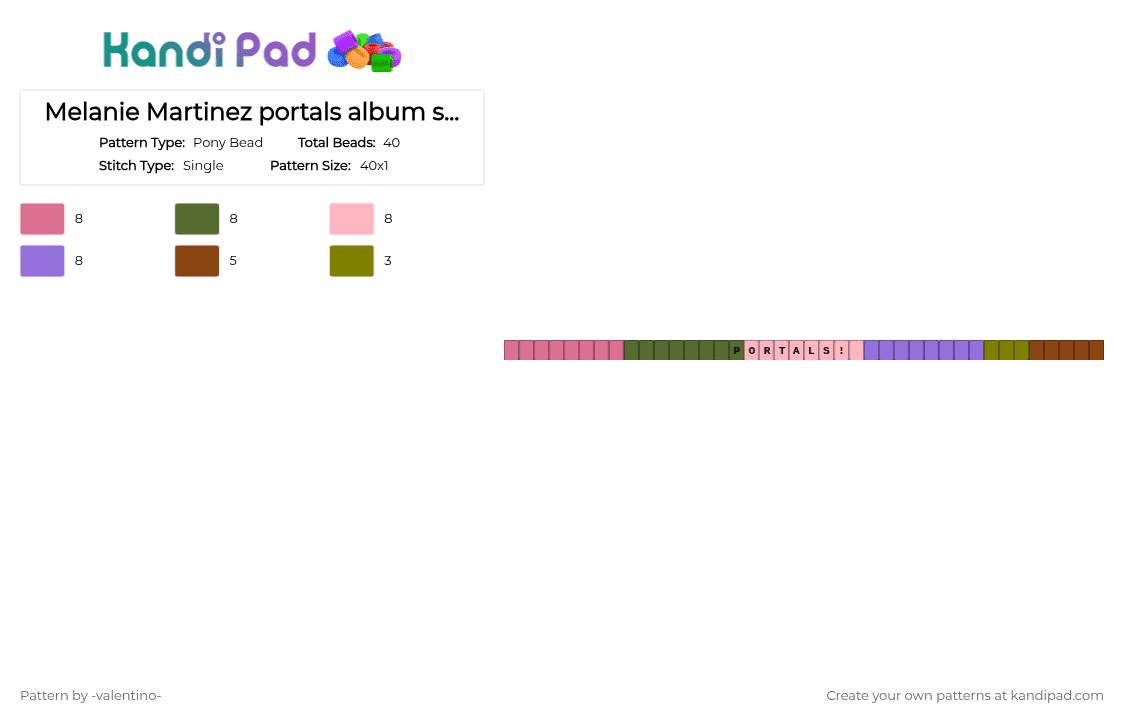 Melanie Martinez portals album single - Pony Bead Pattern by -ruv- on Kandi Pad - pink,gold