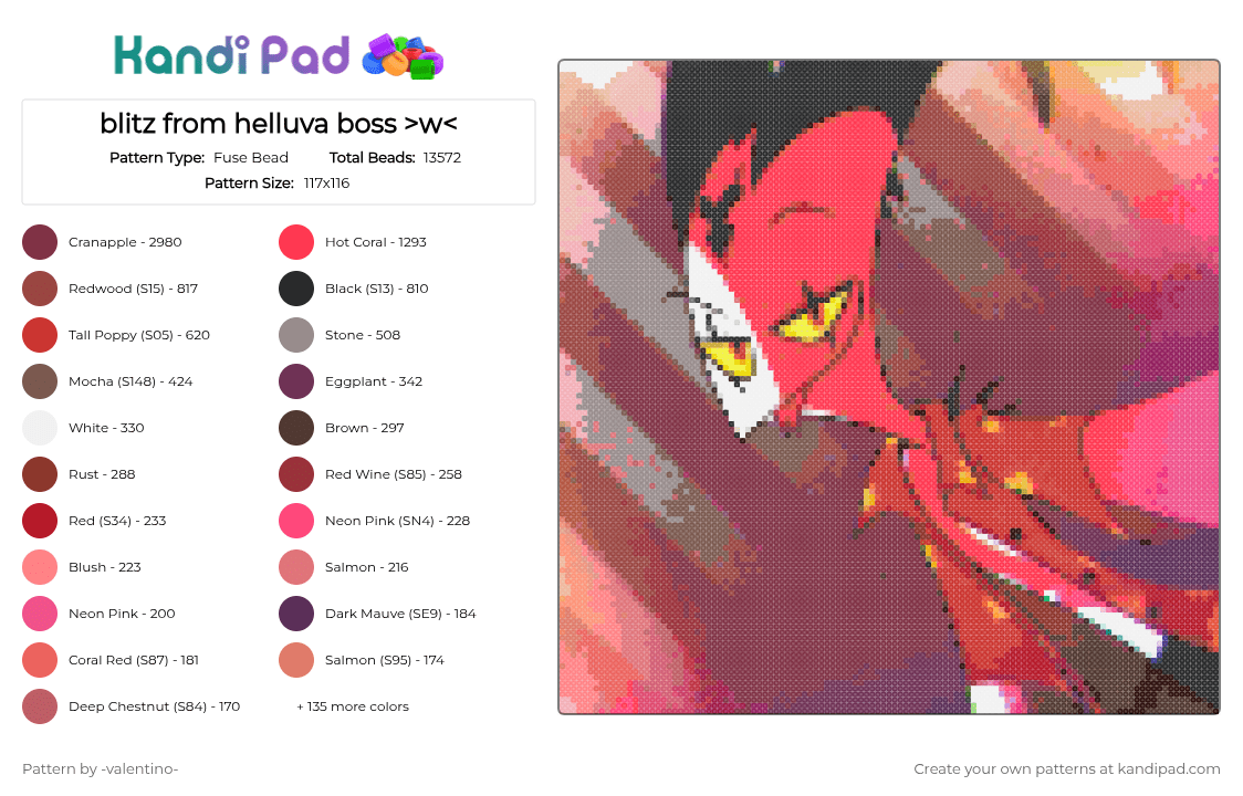 blitz from helluva boss!! - Fuse Bead Pattern by -ruv- on Kandi Pad - 