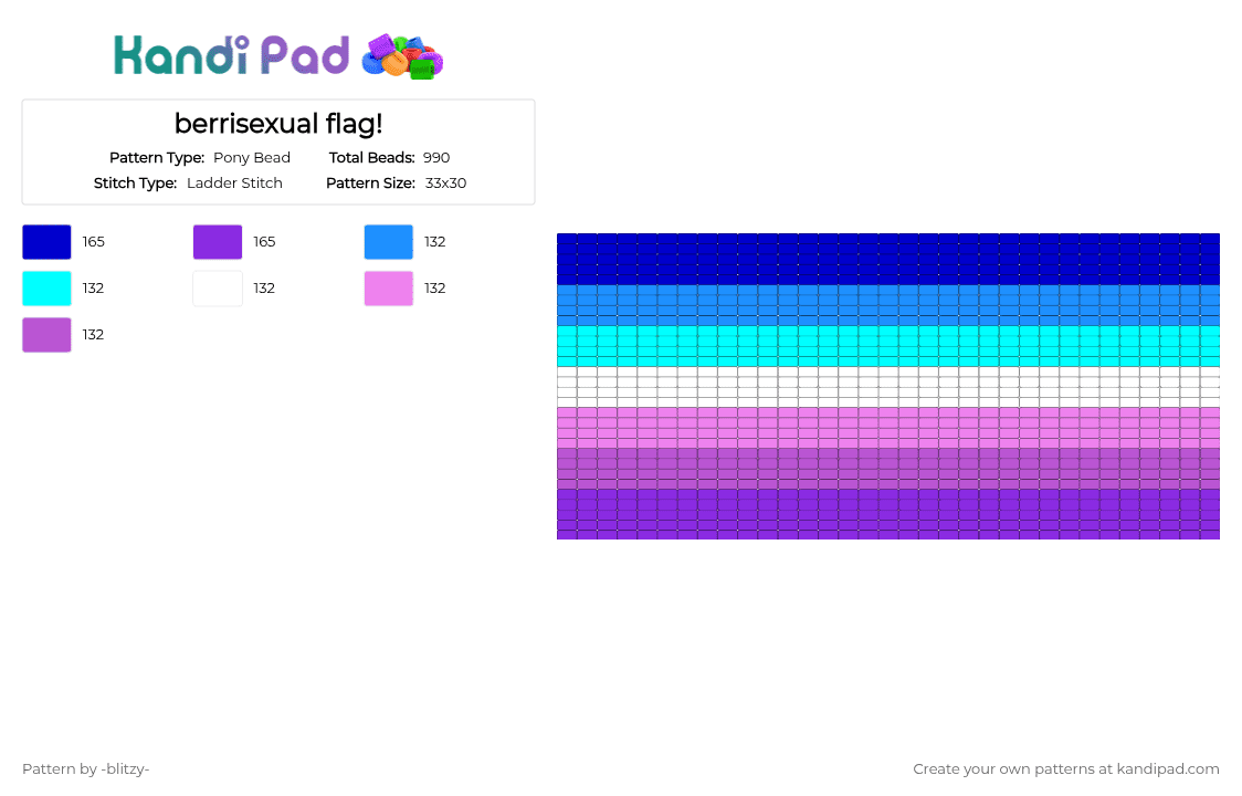 berrisexual flag! - Pony Bead Pattern by -ruv- on Kandi Pad - purple