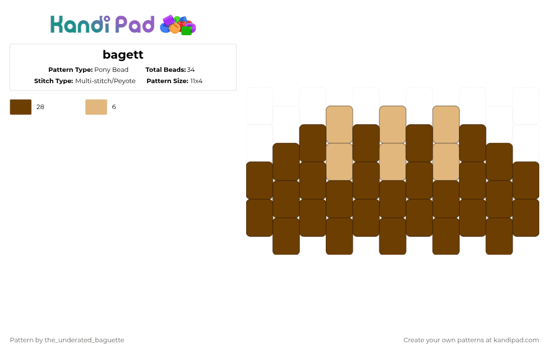 bagett - Pony Bead Pattern by the_underated_baguette on Kandi Pad - brown