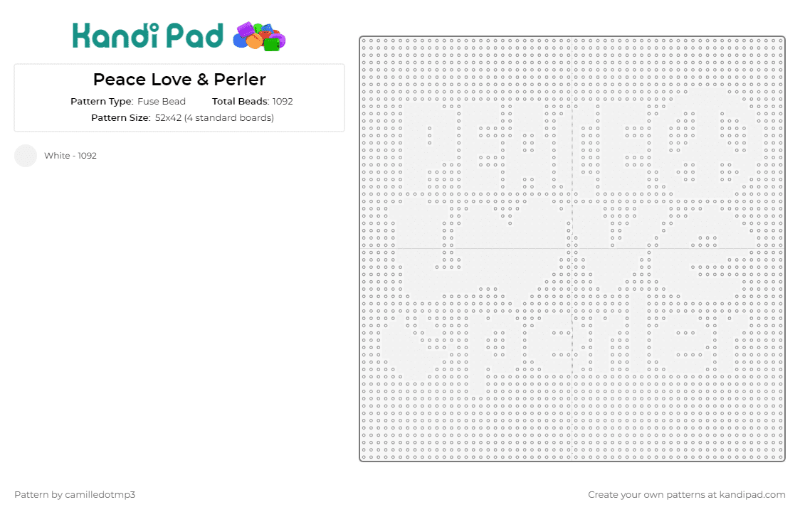 Peace Love & Perler - Fuse Bead Pattern by camilledotmp3 on Kandi Pad - peace,love,perler