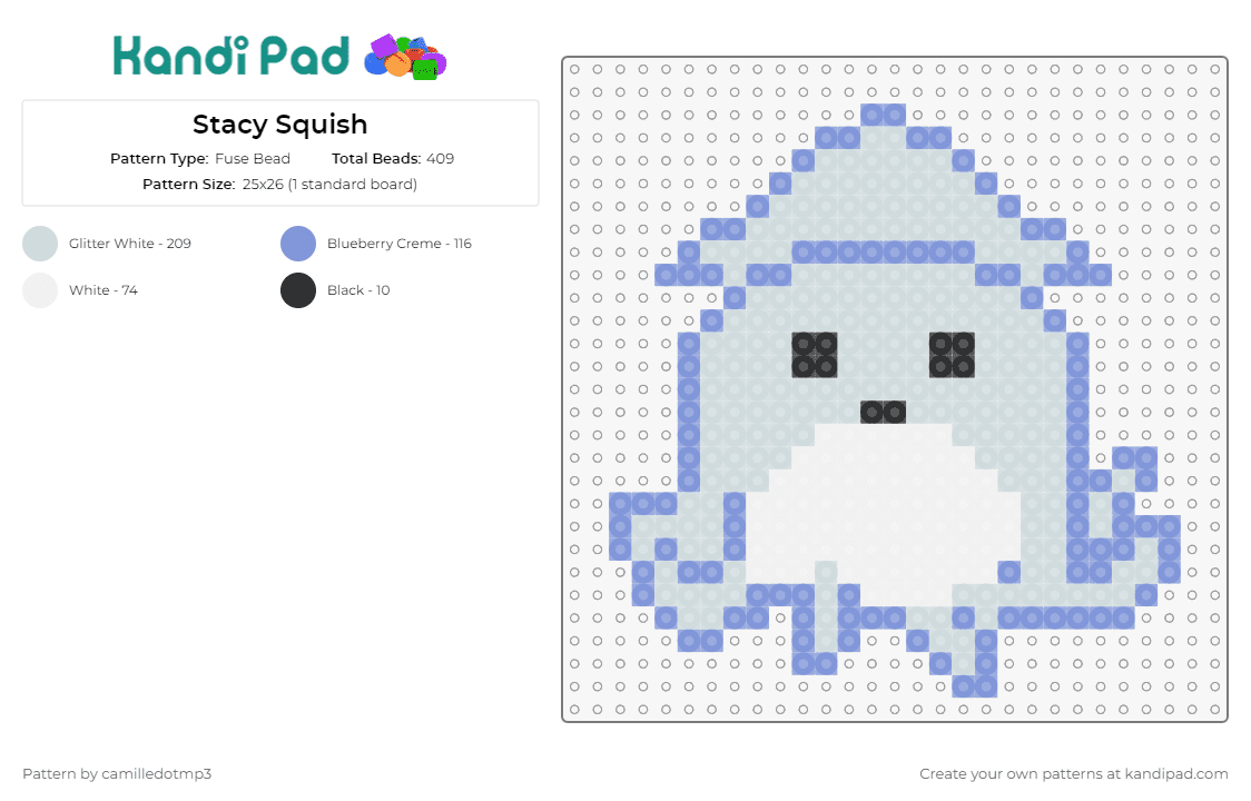 Stacy Squish - Fuse Bead Pattern by camilledotmp3 on Kandi Pad - squishmallows,squids,animals