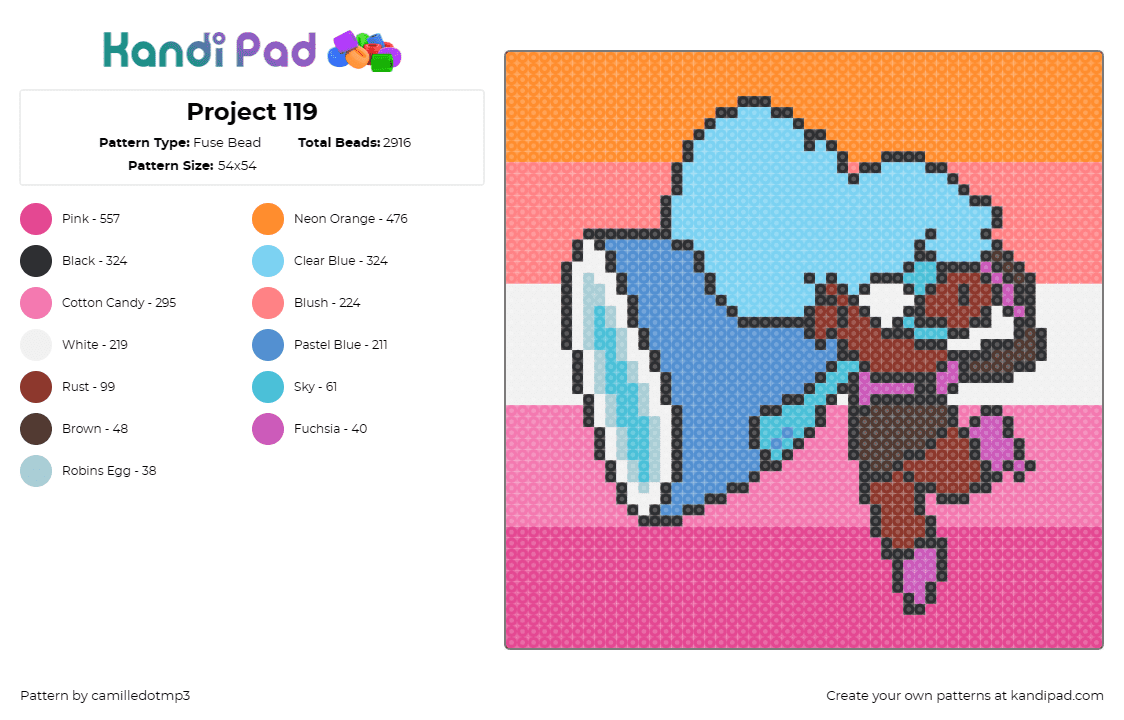 Project 119 - Fuse Bead Pattern by camilledotmp3 on Kandi Pad - 
