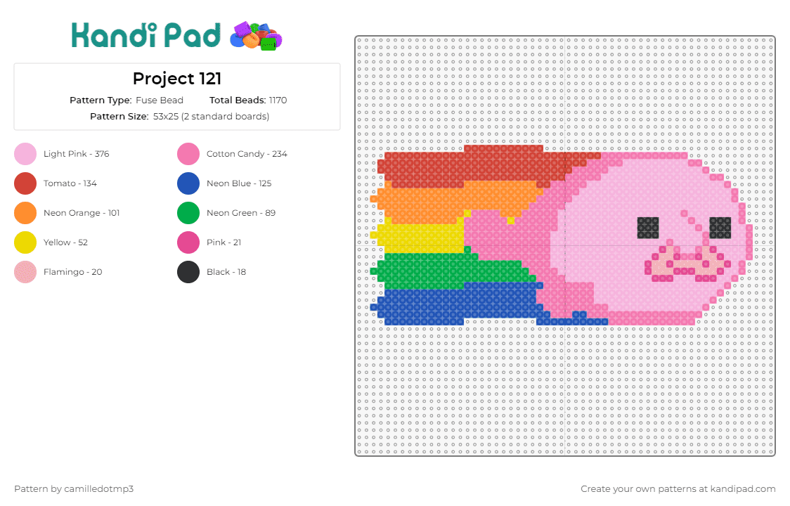 Project 121 - Fuse Bead Pattern by camilledotmp3 on Kandi Pad - nyan cat,blobfish,rainbows