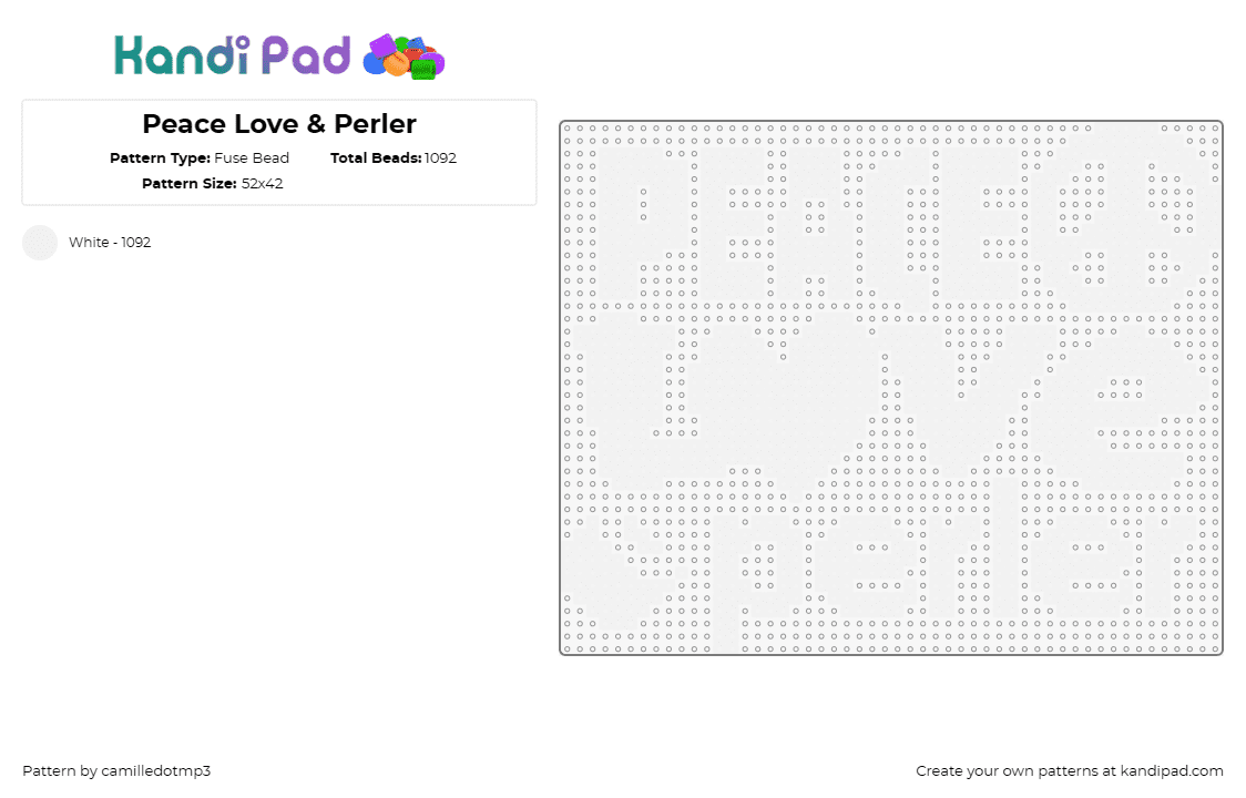 Peace Love & Perler - Fuse Bead Pattern by camilledotmp3 on Kandi Pad - peace,love,perler