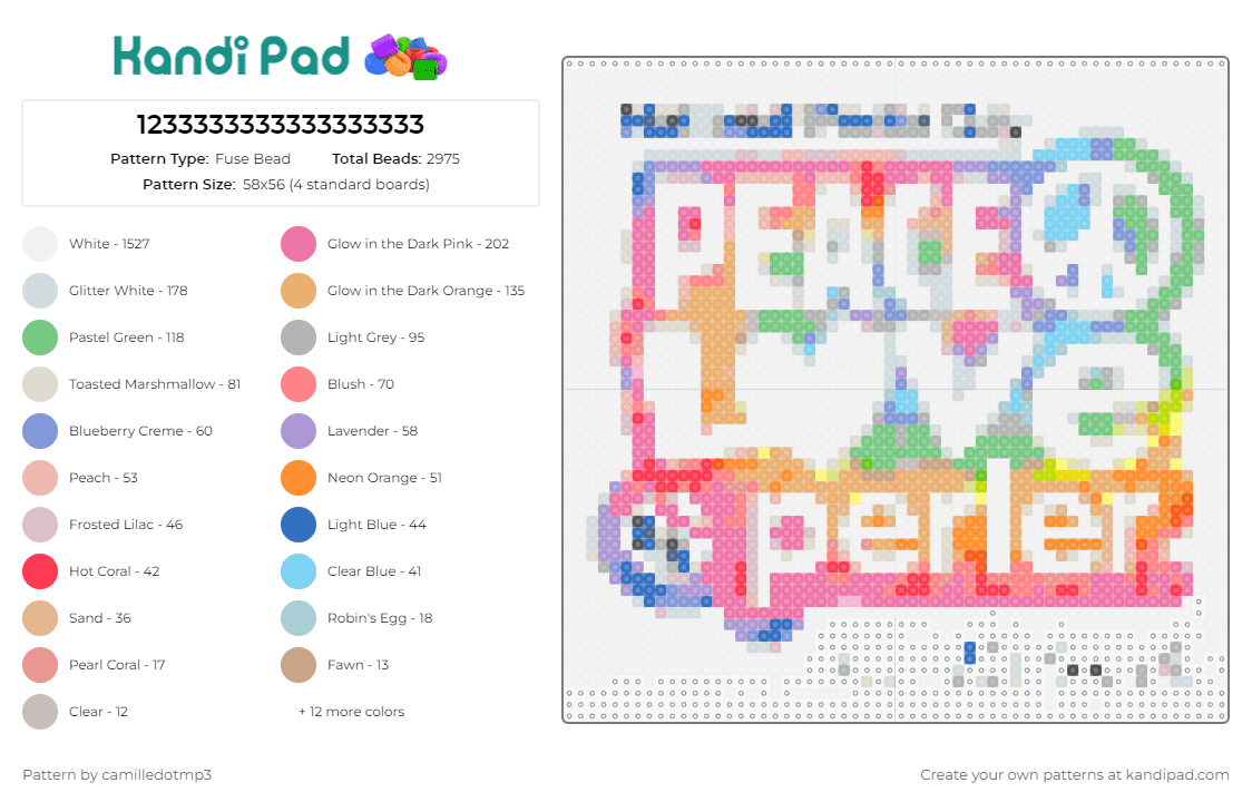 1233333333333333333 - Fuse Bead Pattern by camilledotmp3 on Kandi Pad - peace,love,perler