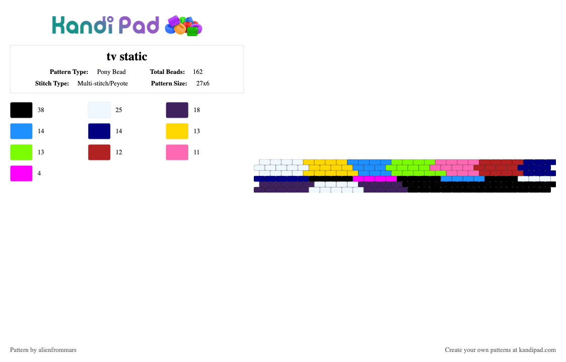 tv static - Pony Bead Pattern by alienfrommars on Kandi Pad - purple, weirdcore