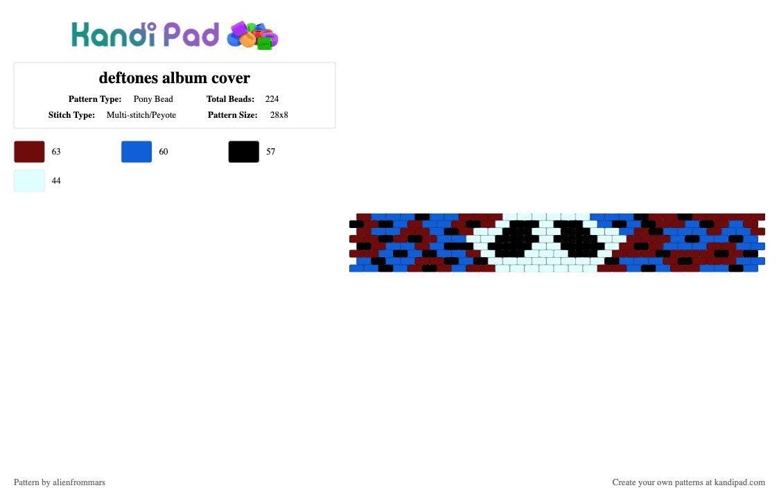 deftones album cover - Pony Bead Pattern by alienfrommars on Kandi Pad - blue, brown, deftones