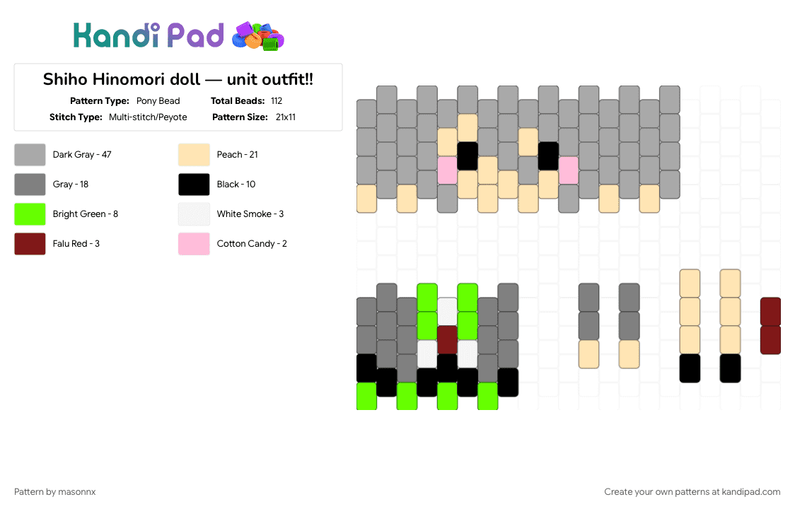 Shiho Hinomori doll — unit outfit!! - Pony Bead Pattern by masonnx on Kandi Pad - beige, doll, shiho hinomori