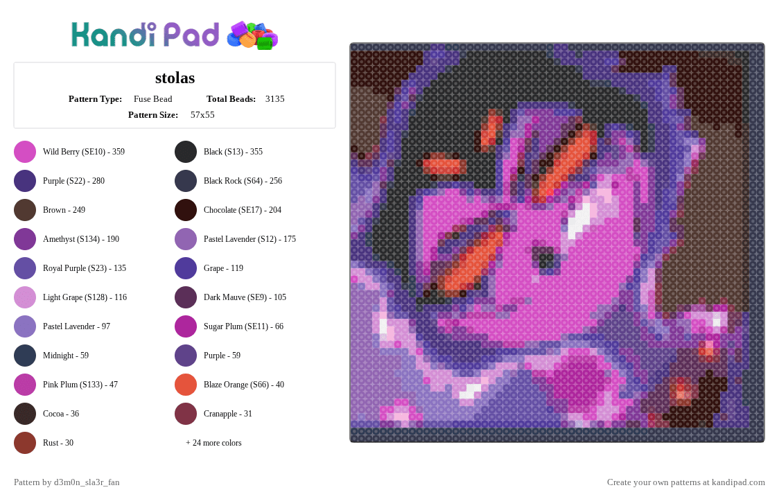 stolas - Fuse Bead Pattern by -wagaw- on Kandi Pad - purple,brown,pink