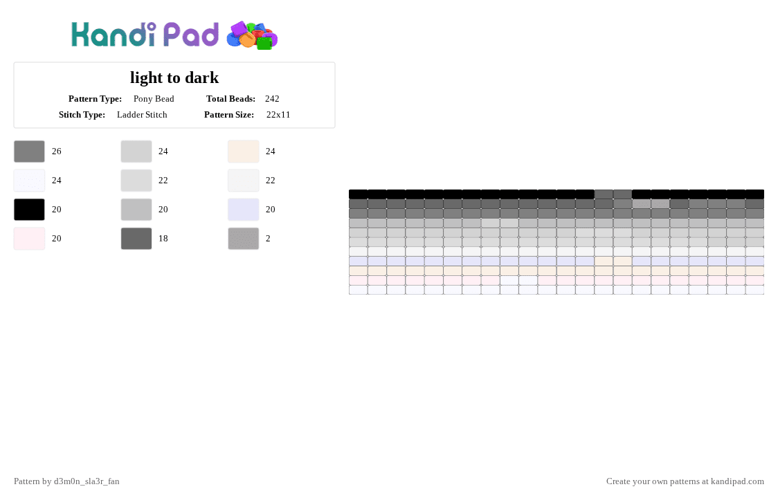 light to dark - Pony Bead Pattern by -wagaw- on Kandi Pad - 