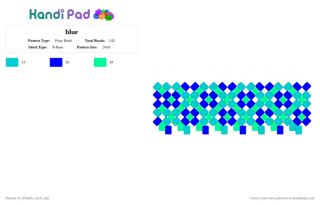 blue - Pony Bead Pattern by x_anime_lover_56_x on Kandi Pad - light blue, purple