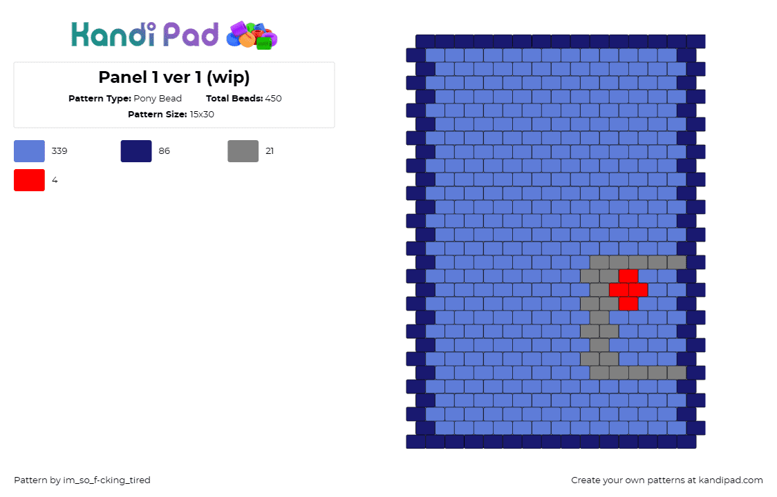 Panel 1 ver 1 (wip) - Pony Bead Pattern by im_so_f-cking_tired on Kandi Pad - door,panel,portal,keyhole,mystery,accent,blue